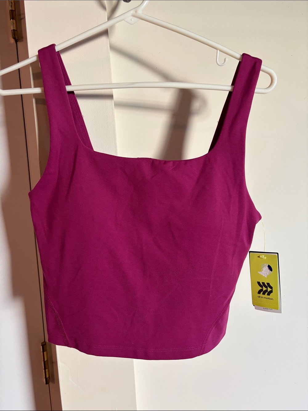 all in motion Fuchsia Square Neck Crop Tank